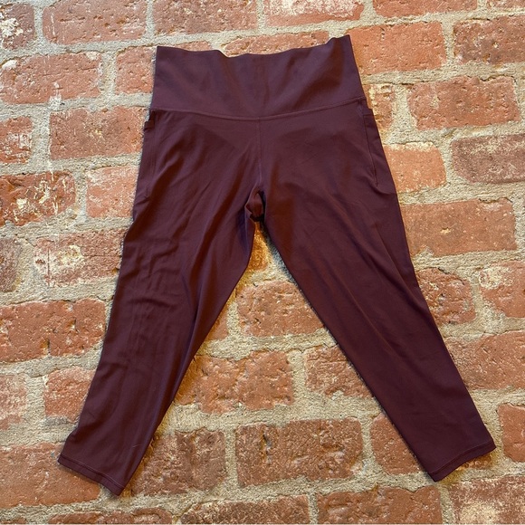 Athleta Spiced Cabernet SALUTATION STASH HIGH RISE 7/8 LEGGING Size 1X pockets - Picture 1 of 16